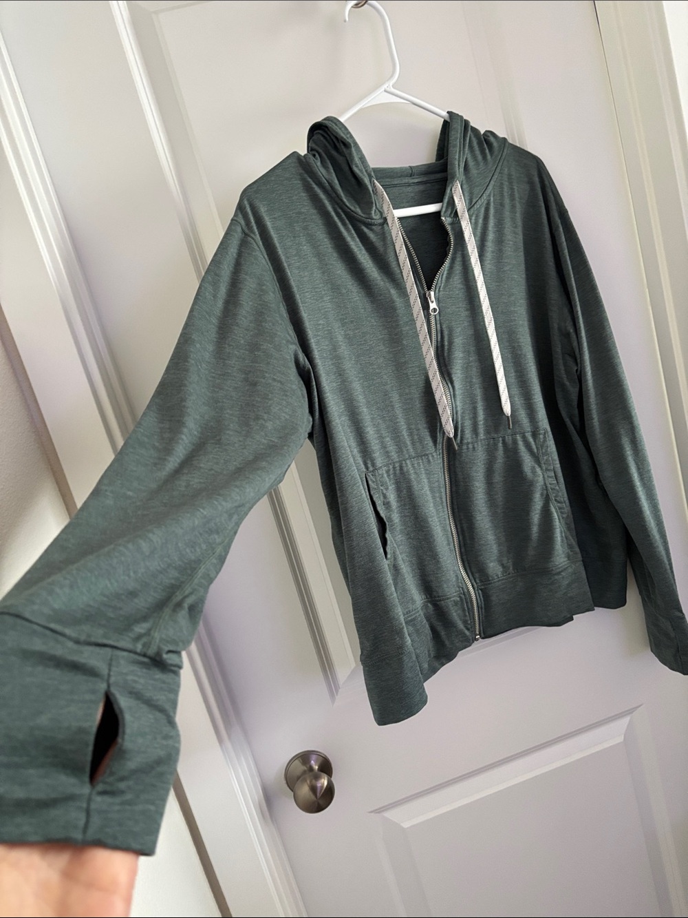 Women's Lightweight Zip Hoodie Jacket - Green XL - Picture 4 of 7